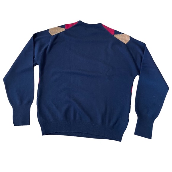 Peter Scott Wool Cashmere Men's Sweater Scotland Navy Red Argyle Size XL - Picture 2 of 5